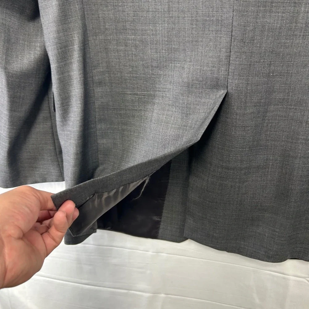 Lauren Ralph Lauren Blazer Mens 40L Grey Wool Sharkskin Two Button Sport Coat
